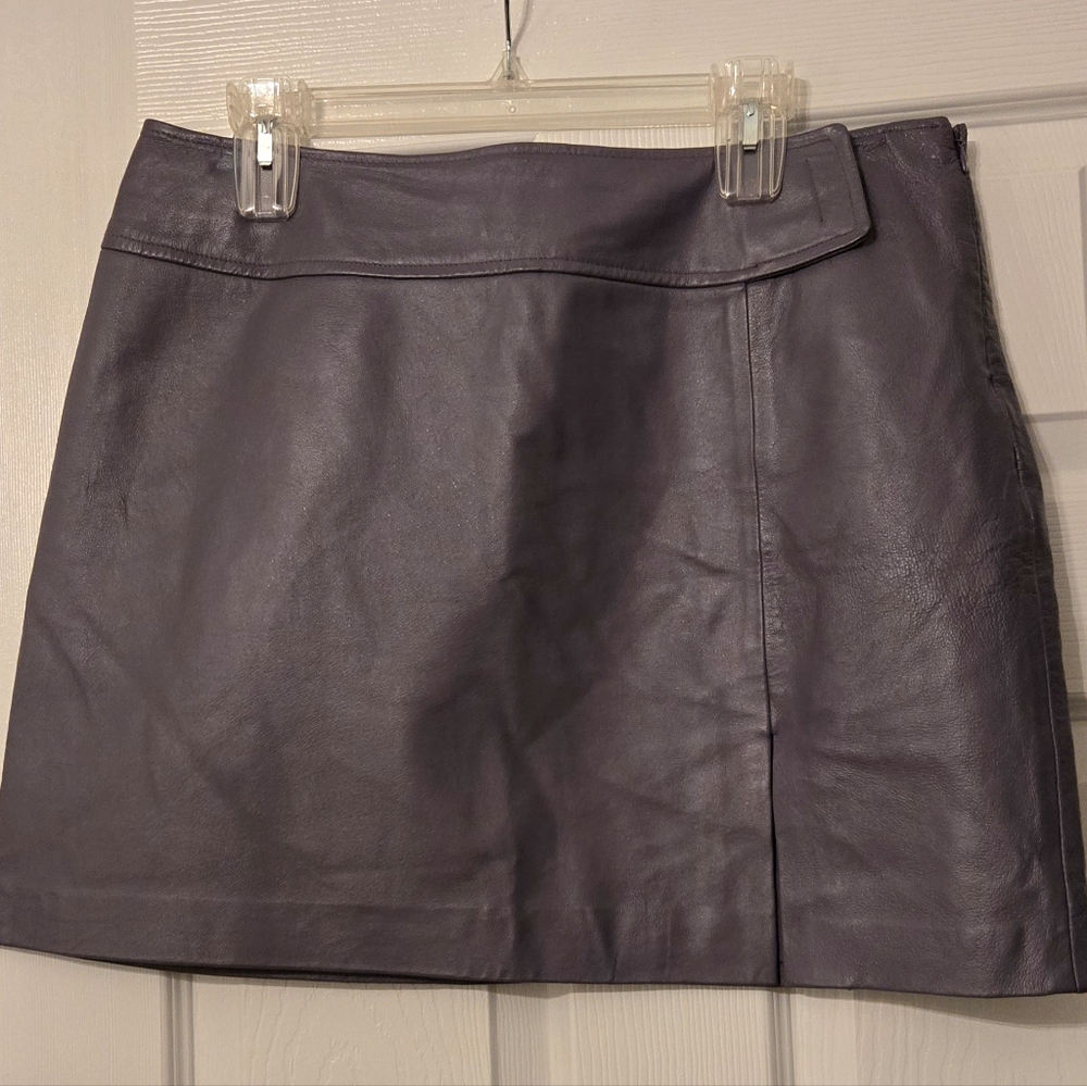 Cami International Vintage Purple Leather Mini Skirt 1980's